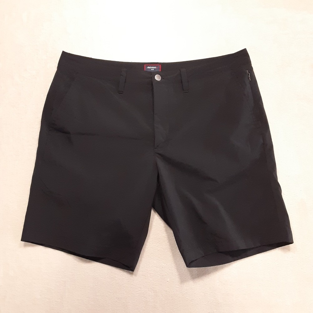 Untuckit Mens Traveler Performance Shorts 36 Regular Black 8" Inseam
